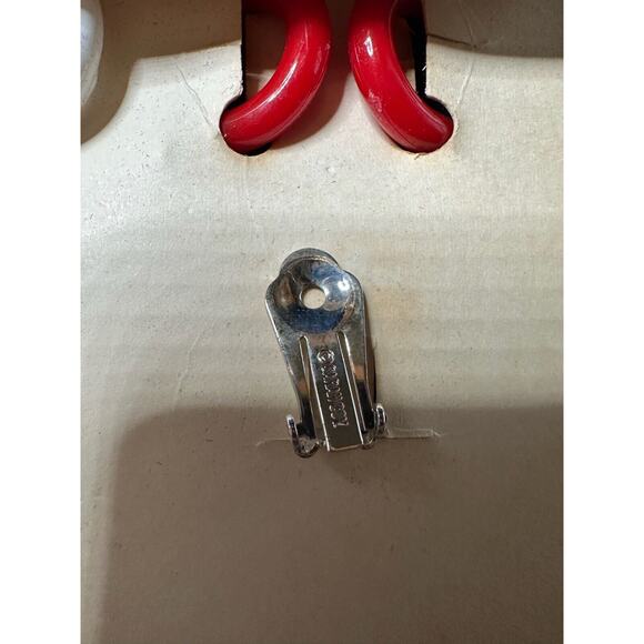 Sarah Coventry VintageHoliday Circles 7804 Clip On Earrings Set Red, White, Blue - Picture 4 of 6